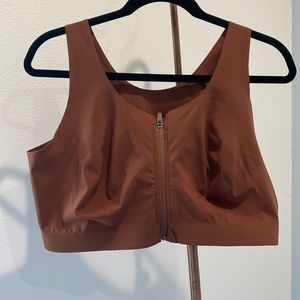 Zyia Active Coffee Front Zipper Sport Bra